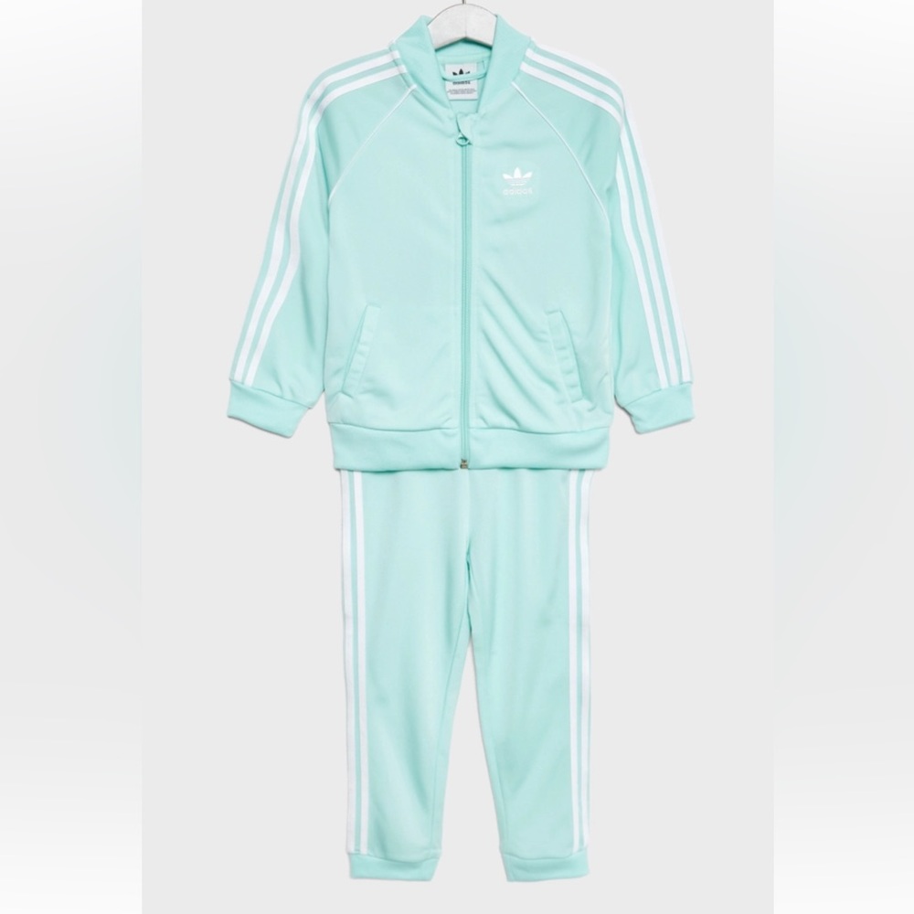 Adidas Teal Sea foam Blue Ice Mint Jumpsuit size 3-4T - Picture 1 of 9
